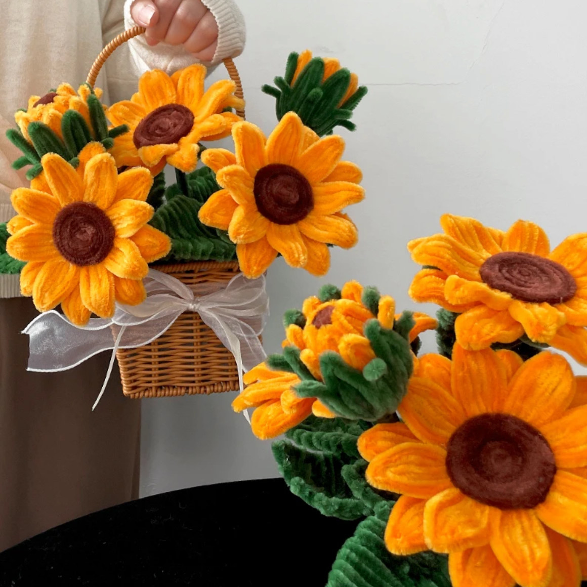 手工DIY扭扭棒花束向日葵仿真花篮材料包全套教师节送礼花束