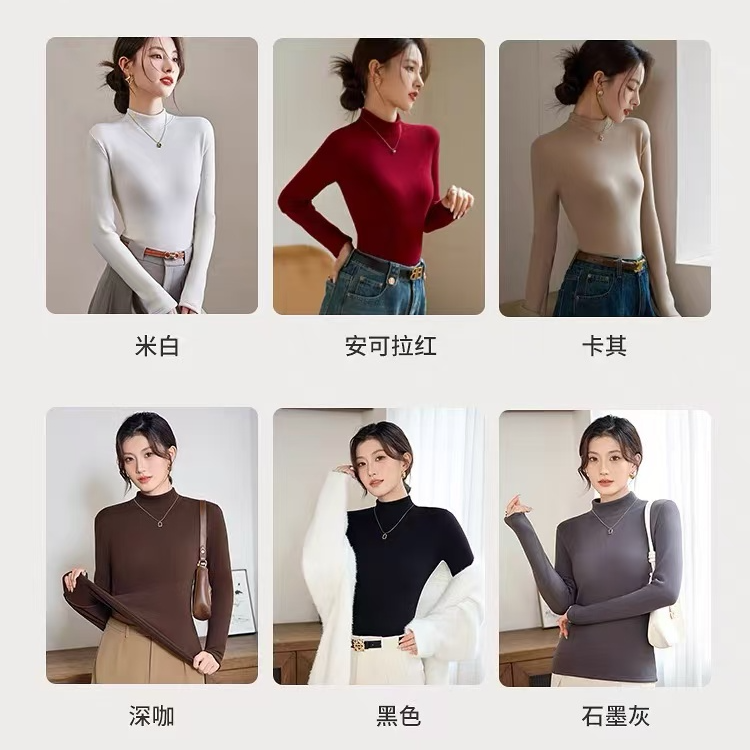 2025秋冬情侣款加厚半高领保暖打底上衣