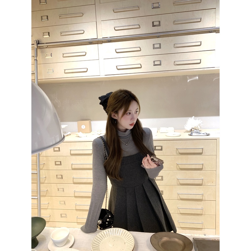 【MMENGJA】弹力超足纯色高领打底衫女内搭修身显瘦长袖针织上衣