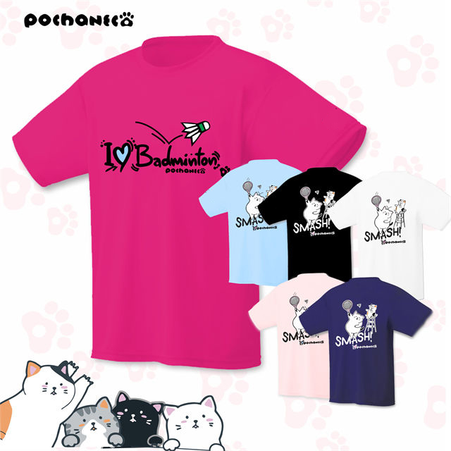 2024新款日本猫咪短袖速干球衣羽毛球文化衫运动羽毛球服男女印字