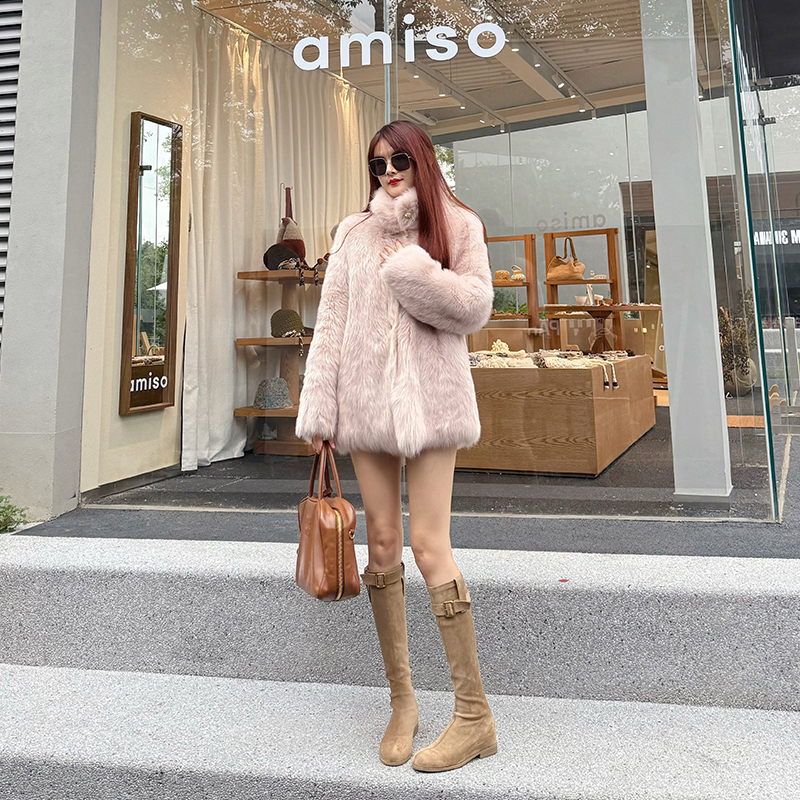 混凝草内增高[5.5CM]堆堆靴中筒短靴子平底