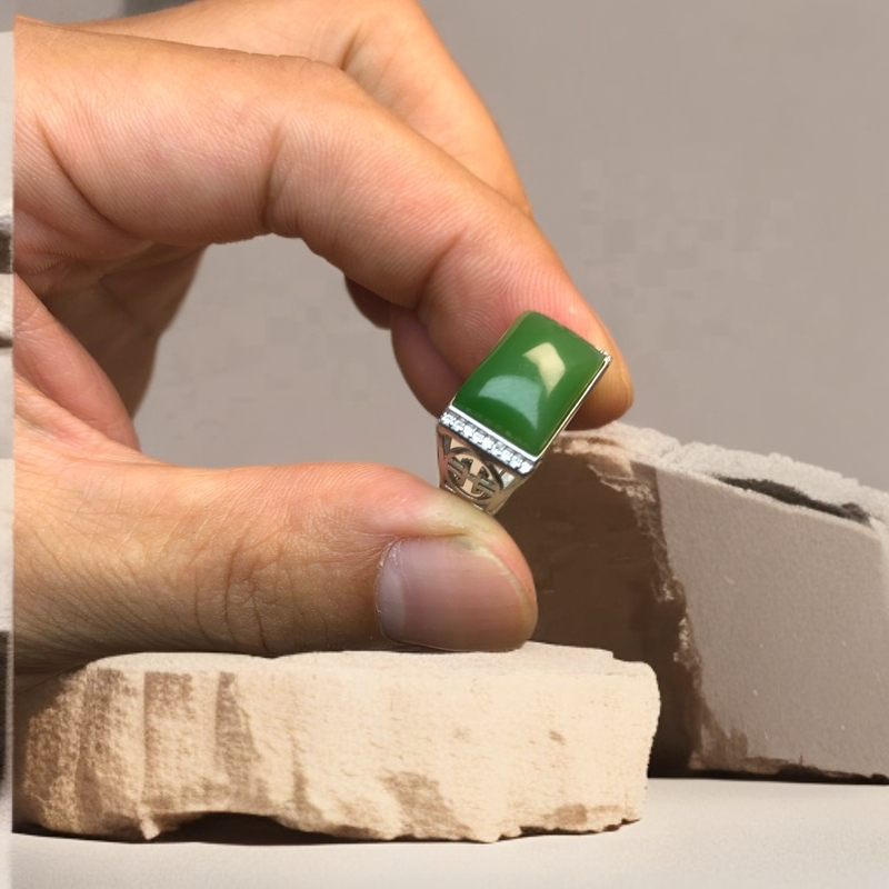 和田玉戒指S925银