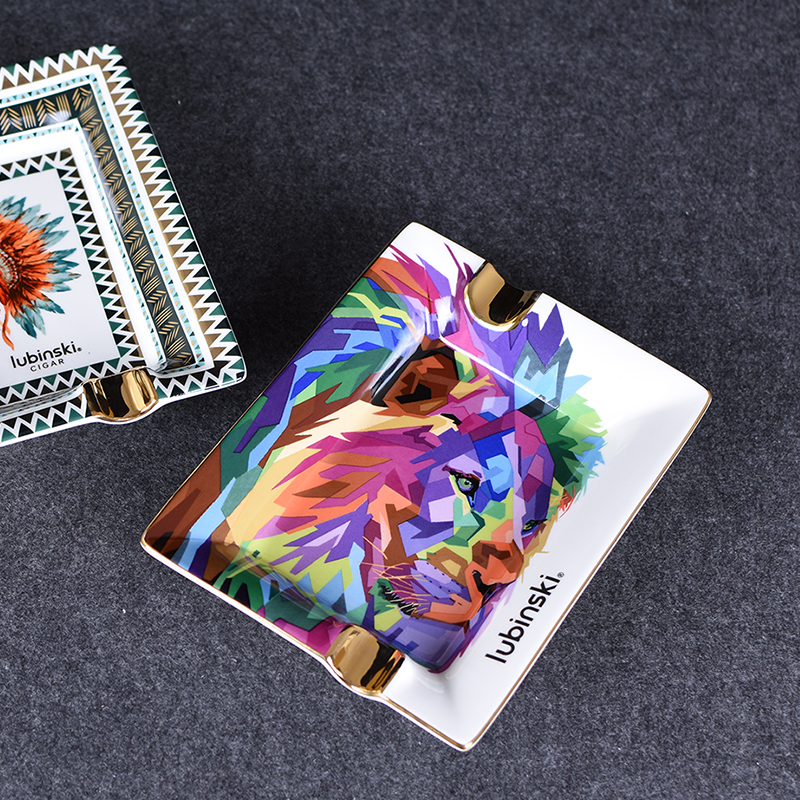 Lubinski鲁宾斯基雪茄烟灰缸 鲁宾斯基陶瓷烟灰缸 描金骨瓷烟缸