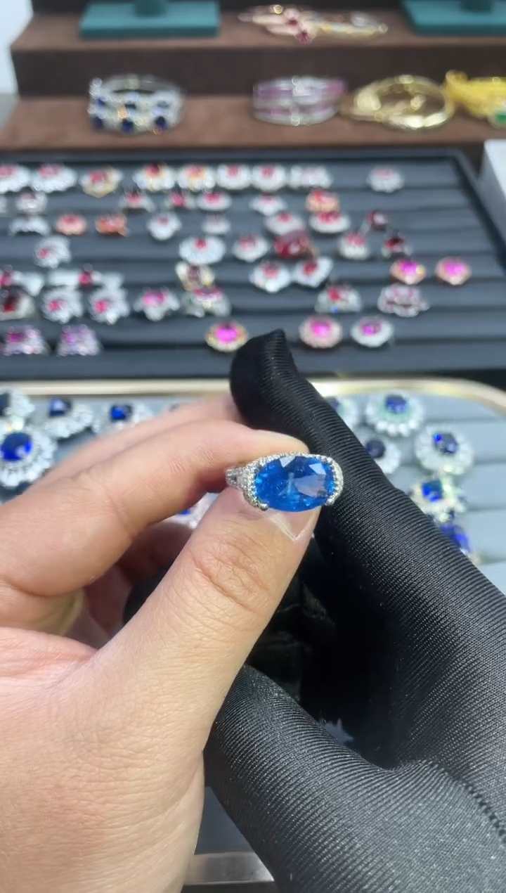 【闪购商品】蓝宝石戒指银S925镶嵌74