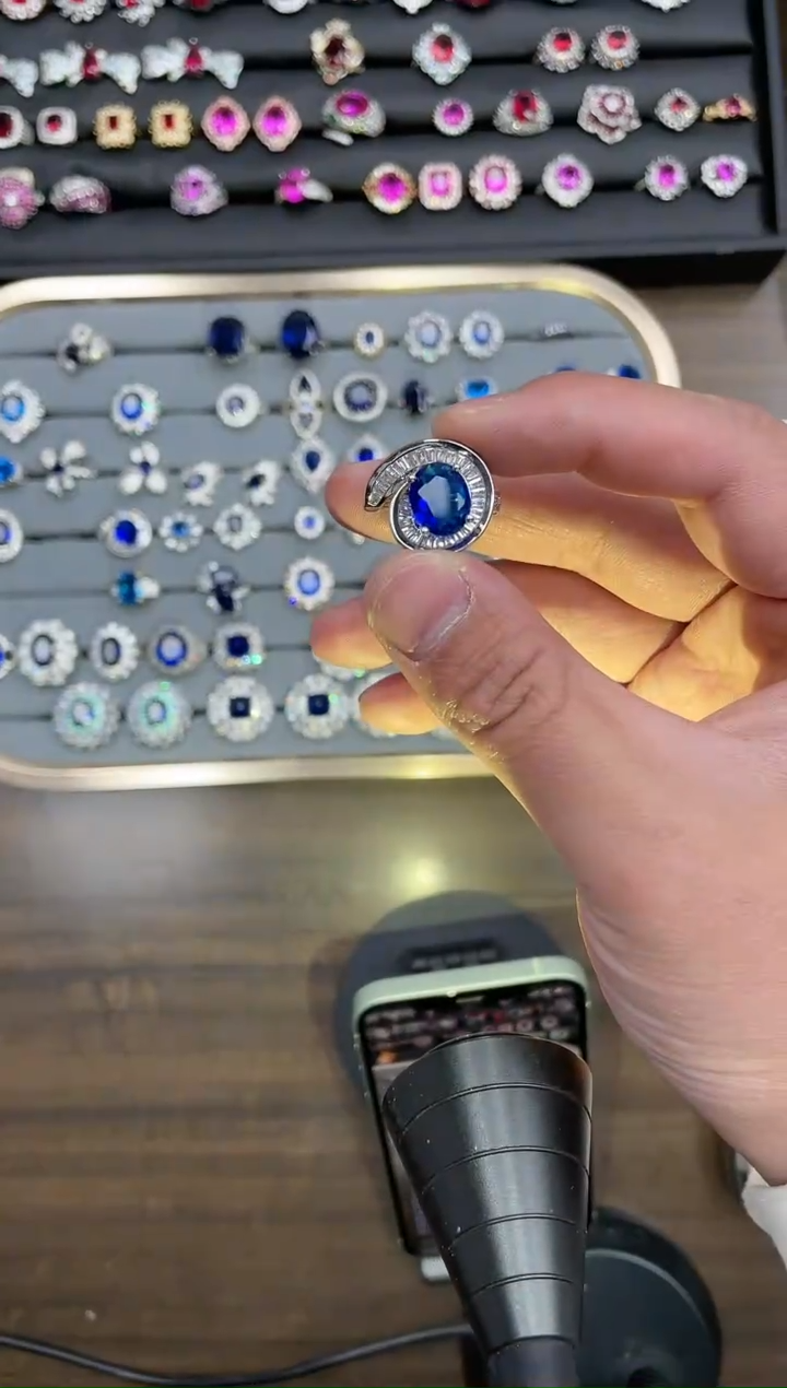 【闪购商品】蓝宝石戒指银S925镶嵌75