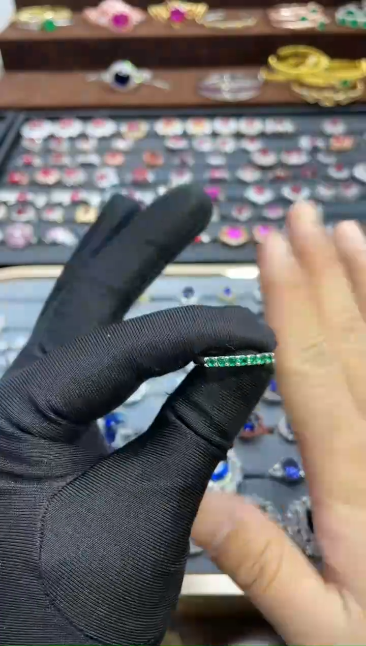 【闪购商品】祖母绿戒指银S925镶嵌10