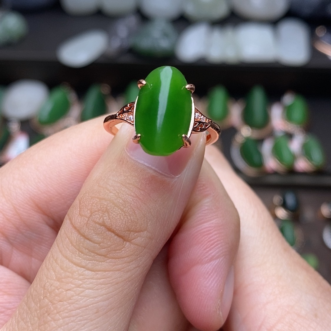 【闪购商品】和田玉（碧玉）戒指未镶嵌