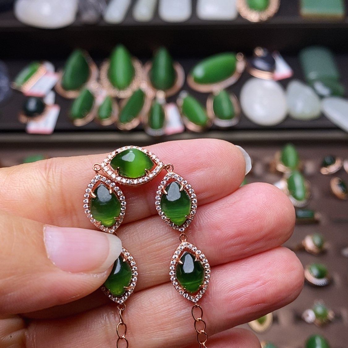 【闪购商品】和田玉（碧玉）手链银S925镶嵌丽*