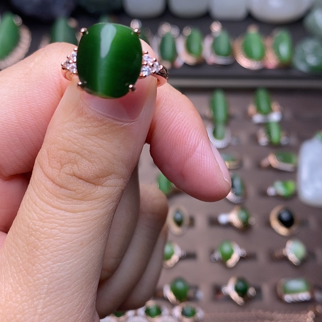 【闪购商品】和田玉（碧玉）戒指未镶嵌