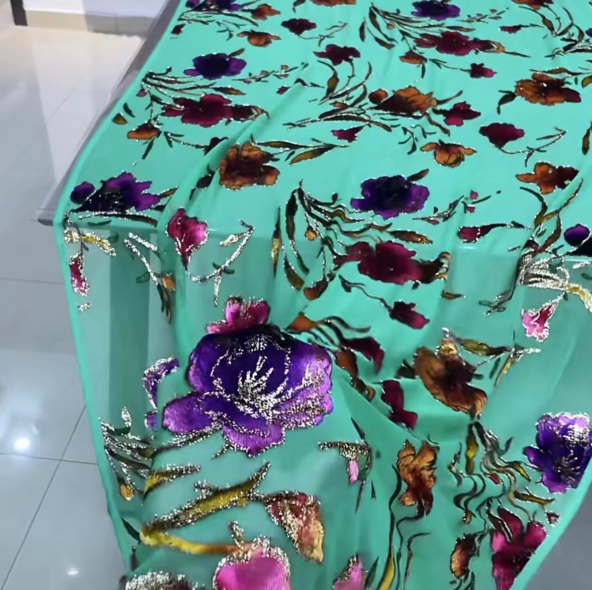 1号定向链接 桑蚕丝真丝织金手绘提花丝绒 （ 此商品为定制产品 ）