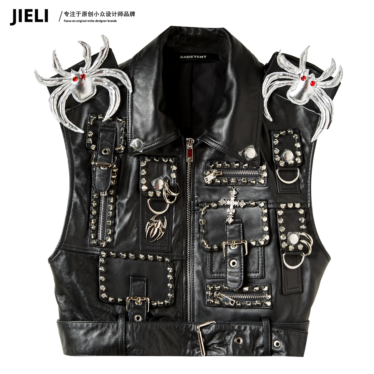 JIE LI/街力高奢原创小众设计师手工定制款黑色马甲女W059