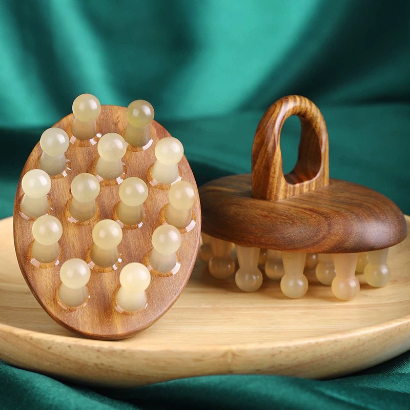 圆盘经络梳身体牛角梳圆形圆筒爆款养发梳按摩梳圆头