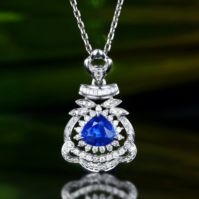 卡莱诗精品 主石0.92克拉 18K金 天然斯里兰卡皇家蓝蓝宝石吊坠