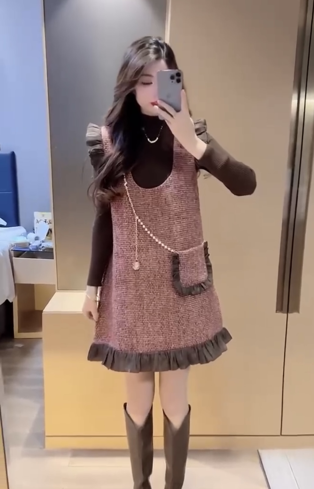 连衣裙套装背心网红