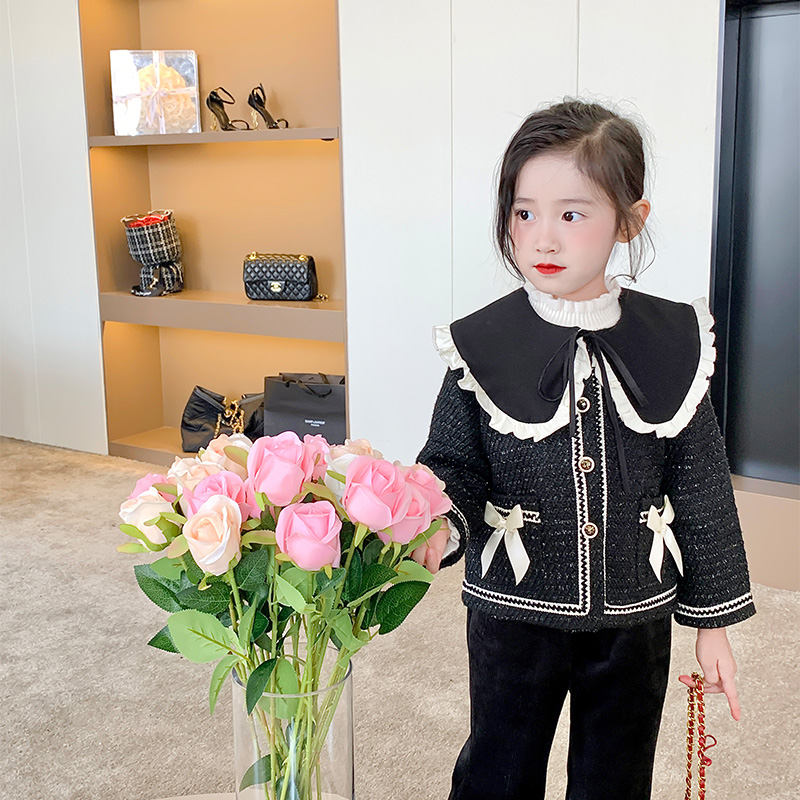 GMIFAMILY/吉米家族120608女童春秋小香风格纹外套女孩韩版上衣