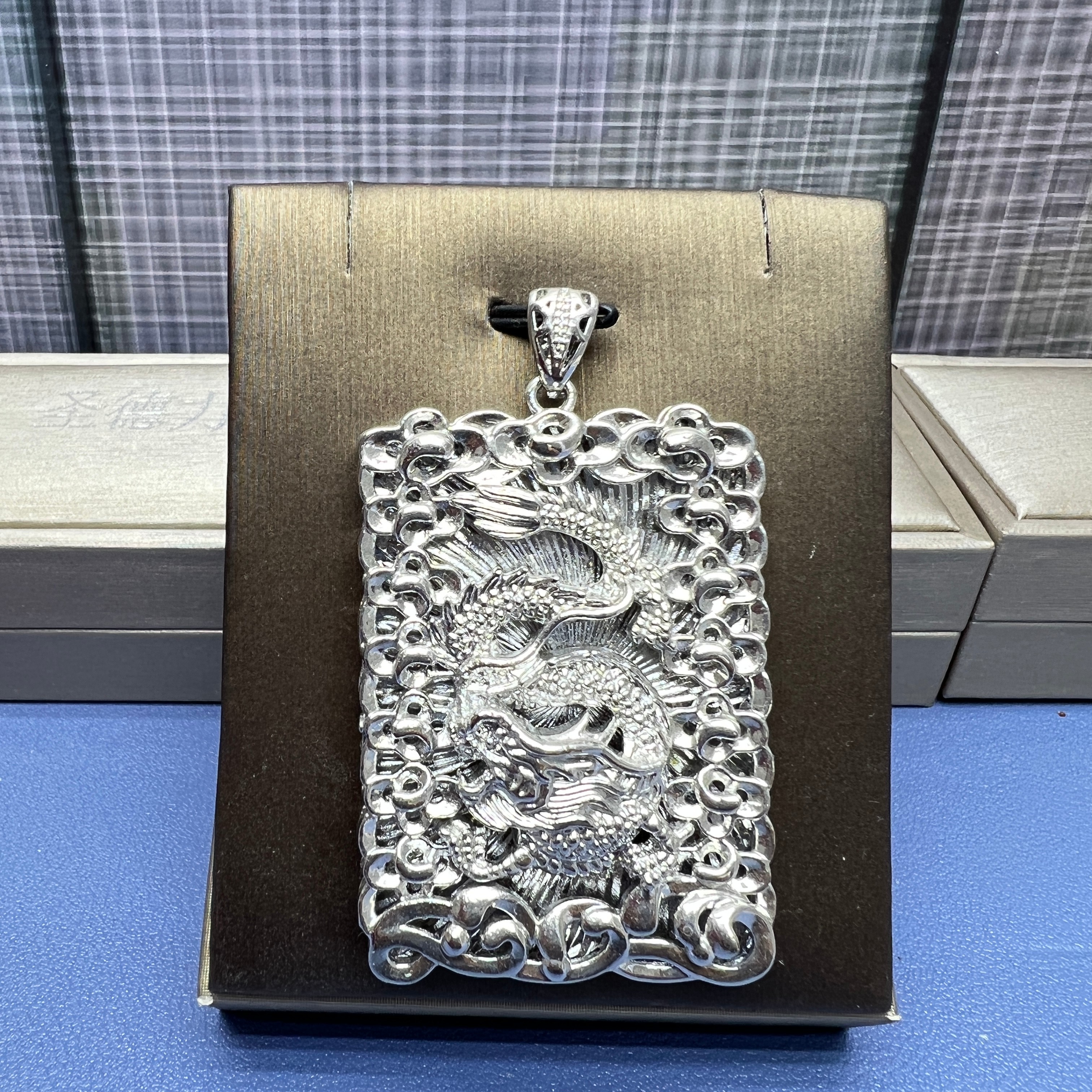 铜合金吊坠 龙牌吊坠背面福字立体浮雕镂空设计40克加厚电镀工艺