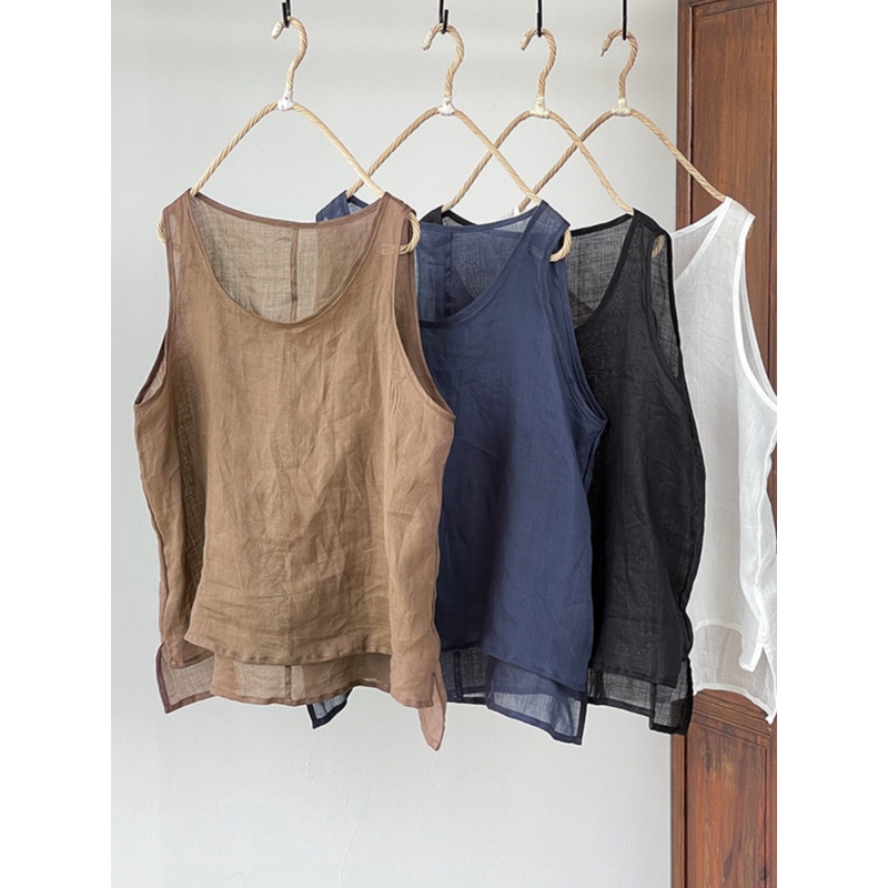 文艺大码女装轻薄纯棉内搭背心基本款无袖打底百搭背心前短后长