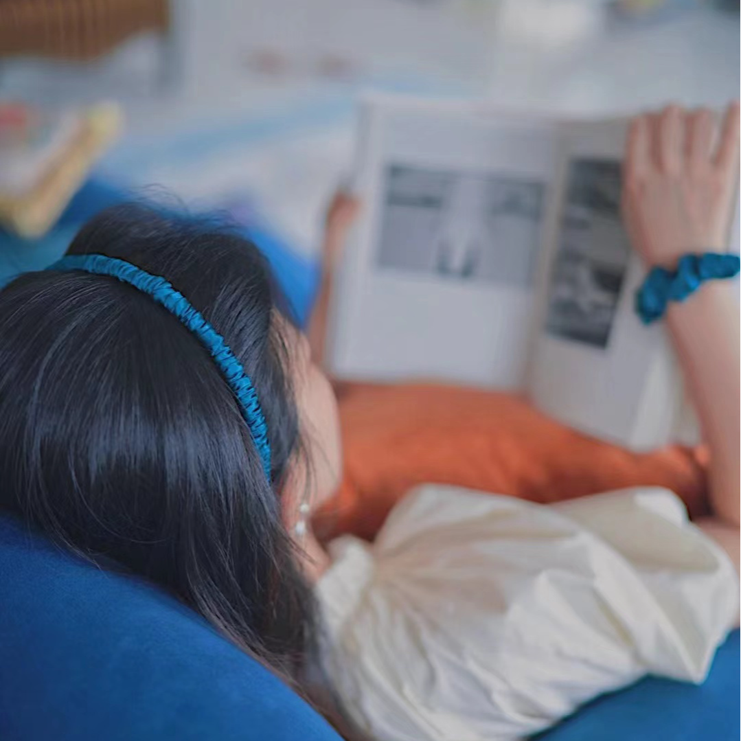 百搭桑蚕丝头箍感高颜值公主发饰手工头饰少女甜美气质真丝细发箍