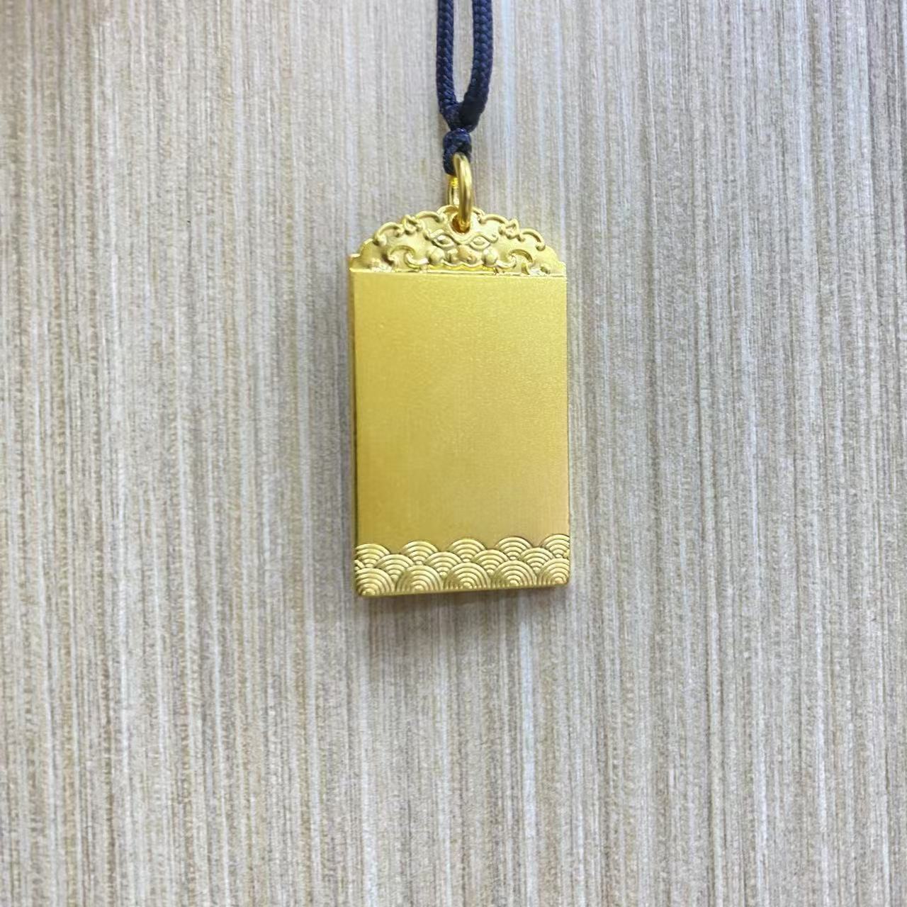 吊坠足银 银吊坠古法祥云无事牌吊坠 包金工艺 