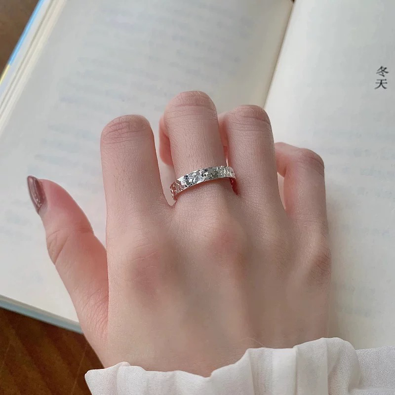 925银戒指 YNR敲闪 碎冰冰爆款小众设计感超闪开口指环ZH02