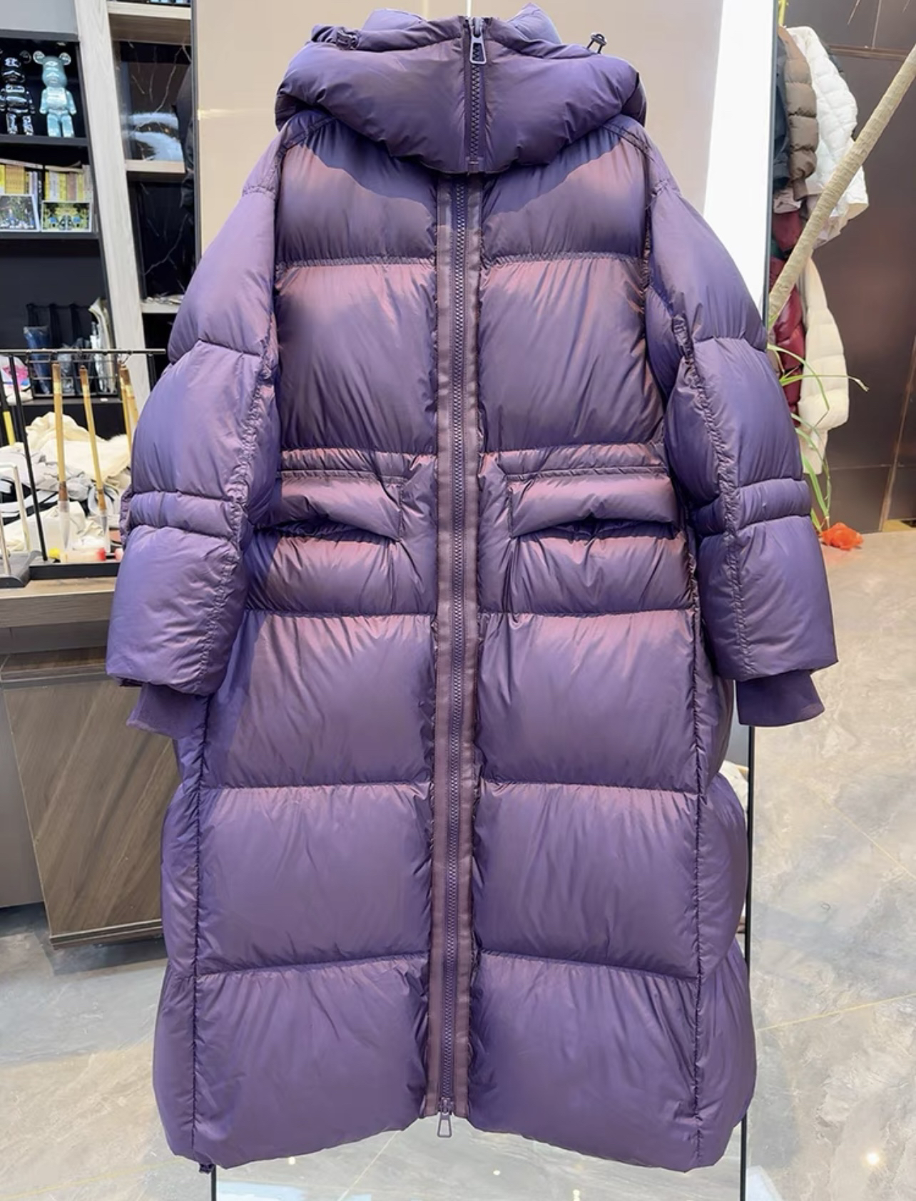 玲玲严选新款羽绒服女长款过膝保暖90白鸭绒连帽宽松外套