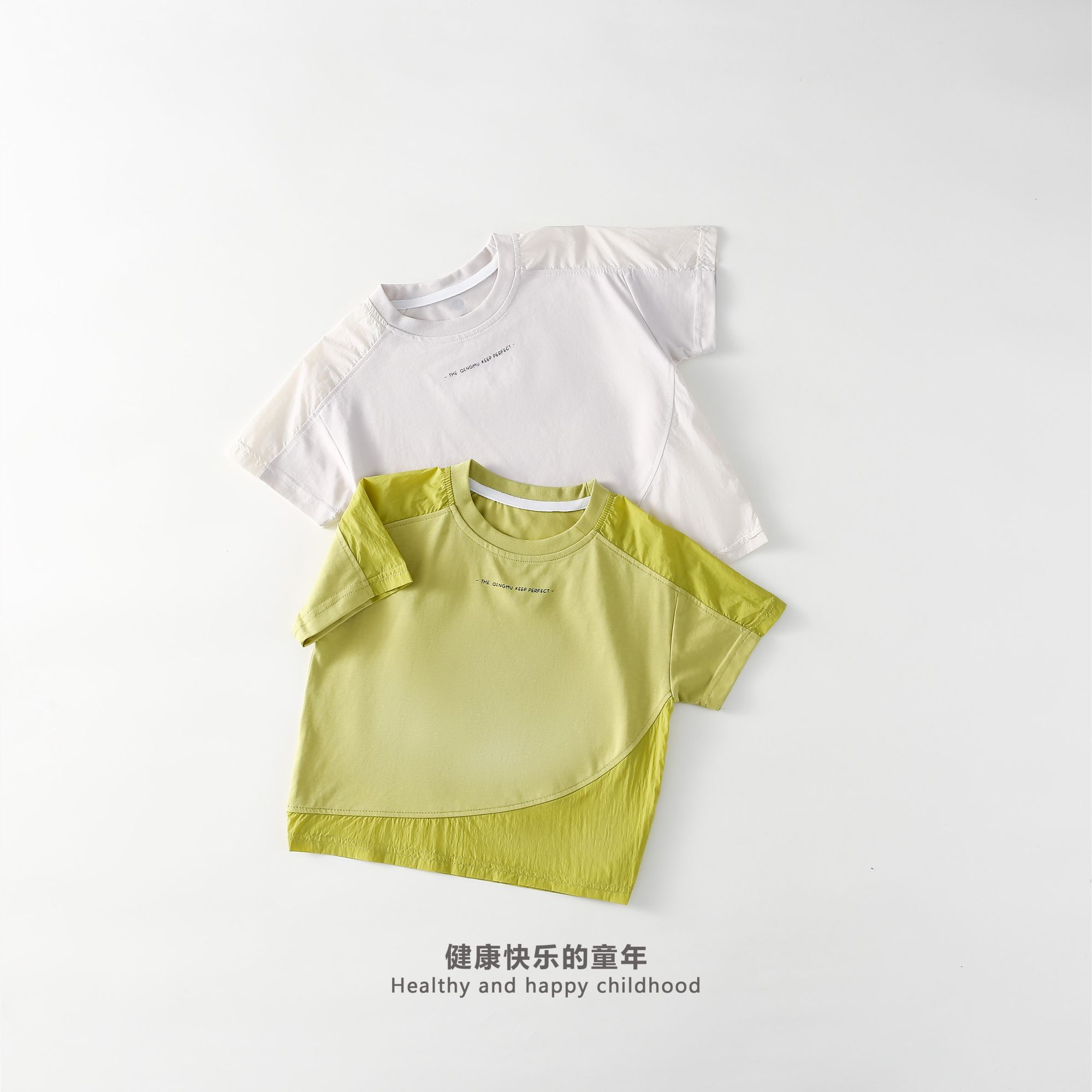 2024夏季新款上衣百搭休闲韩版字母圆领印花洋气拼接纯色夏款T恤