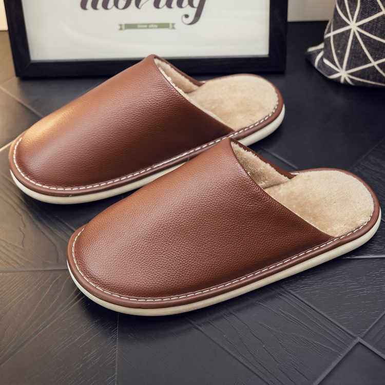 【头层-牛皮】真皮棉拖休男女秋冬季居家室内防滑厚底家用保暖拖鞋