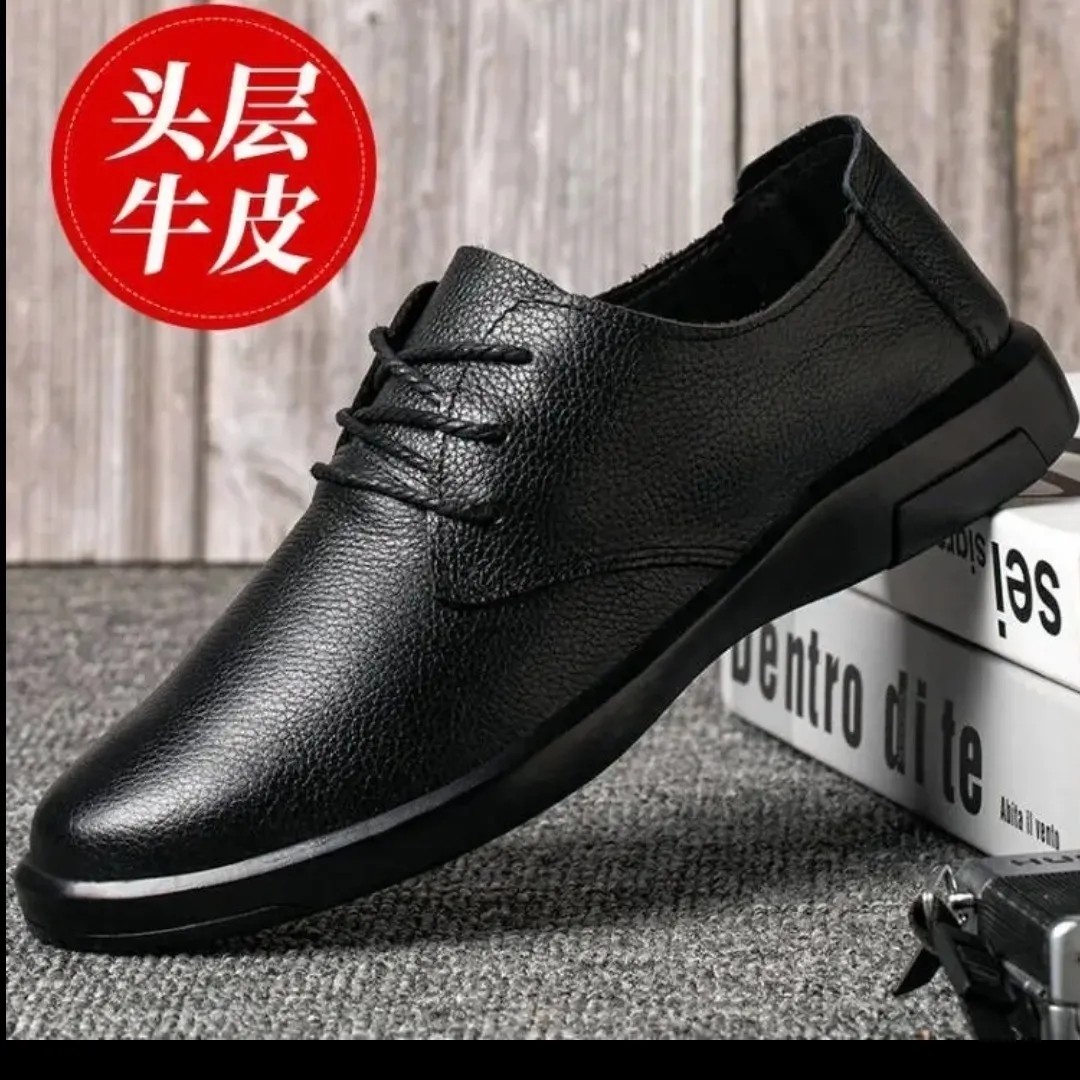 头层牛皮男士纯牛皮真皮男鞋系带按摩透气防滑耐磨软底软面驾车
