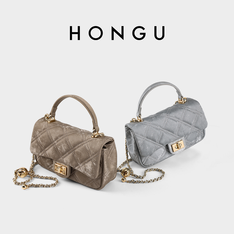 HONGU/红谷【手慢无】琥珀流光气质小香风金球链条包单肩斜挎包