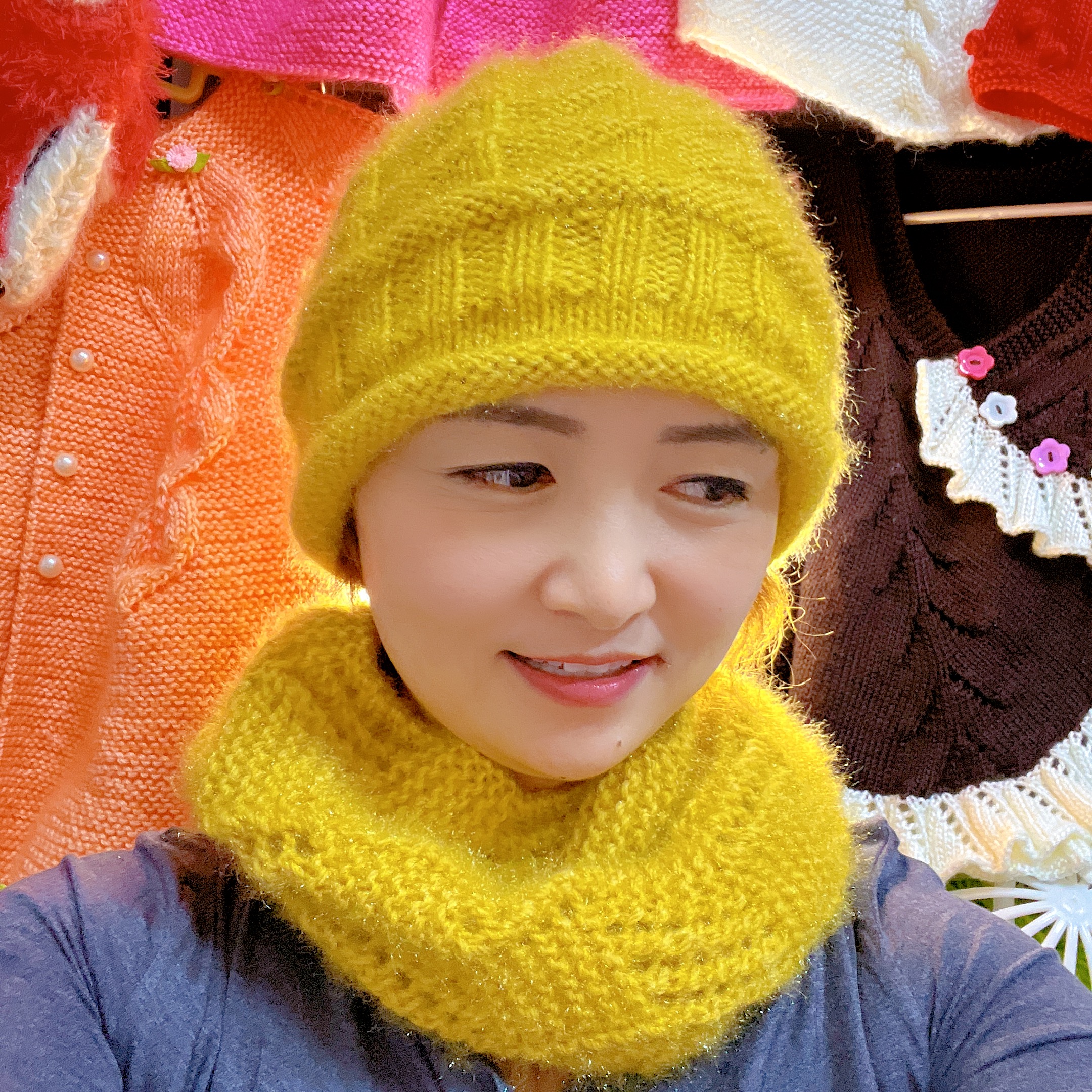 堆堆帽 加围巾 材料包     送编织教程