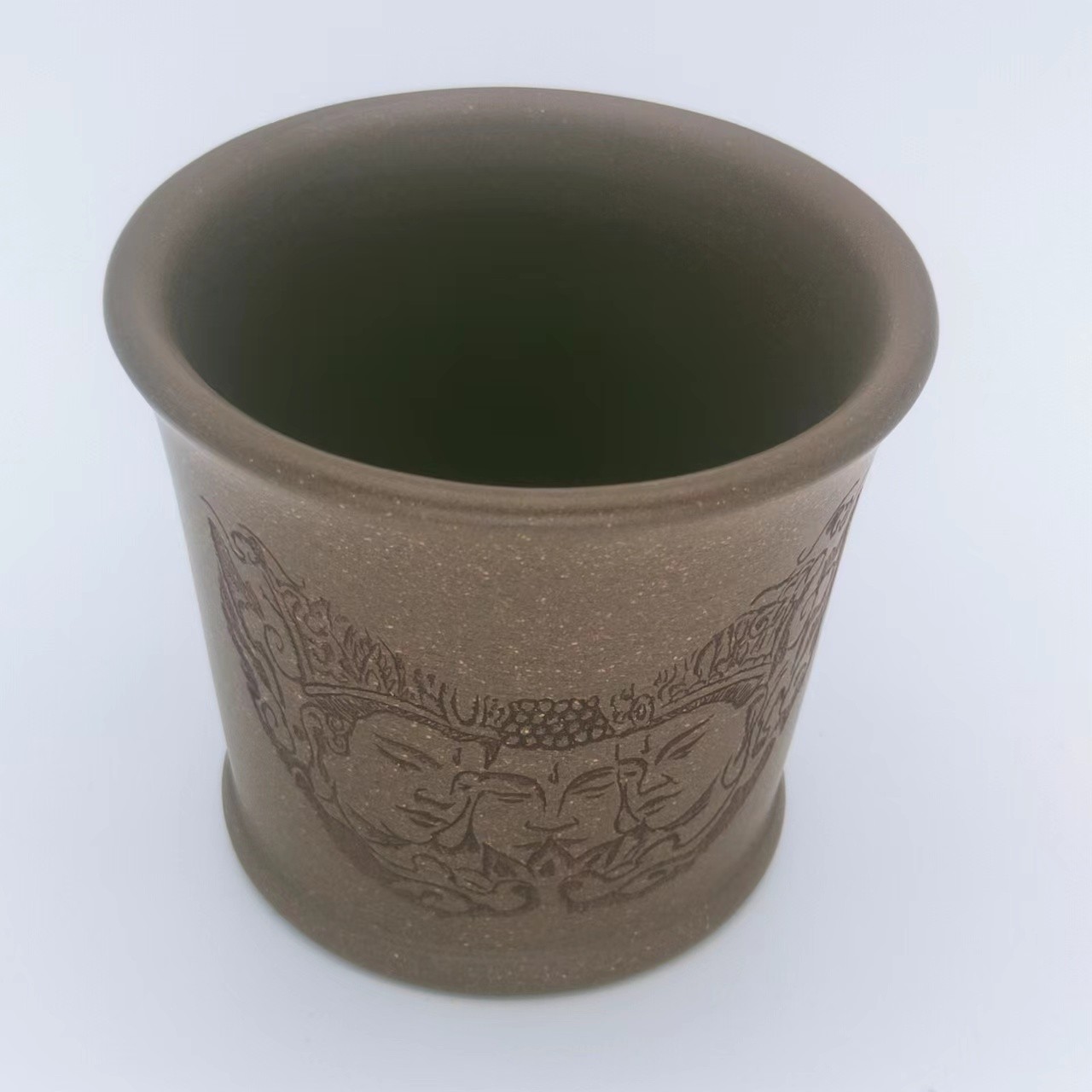 宜兴紫砂老段刻绘主人杯