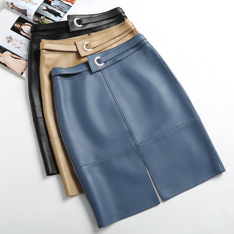 2025秋冬新款真皮绵羊皮皮裙女中长裙显瘦一步裙高腰半身裙包臀裙