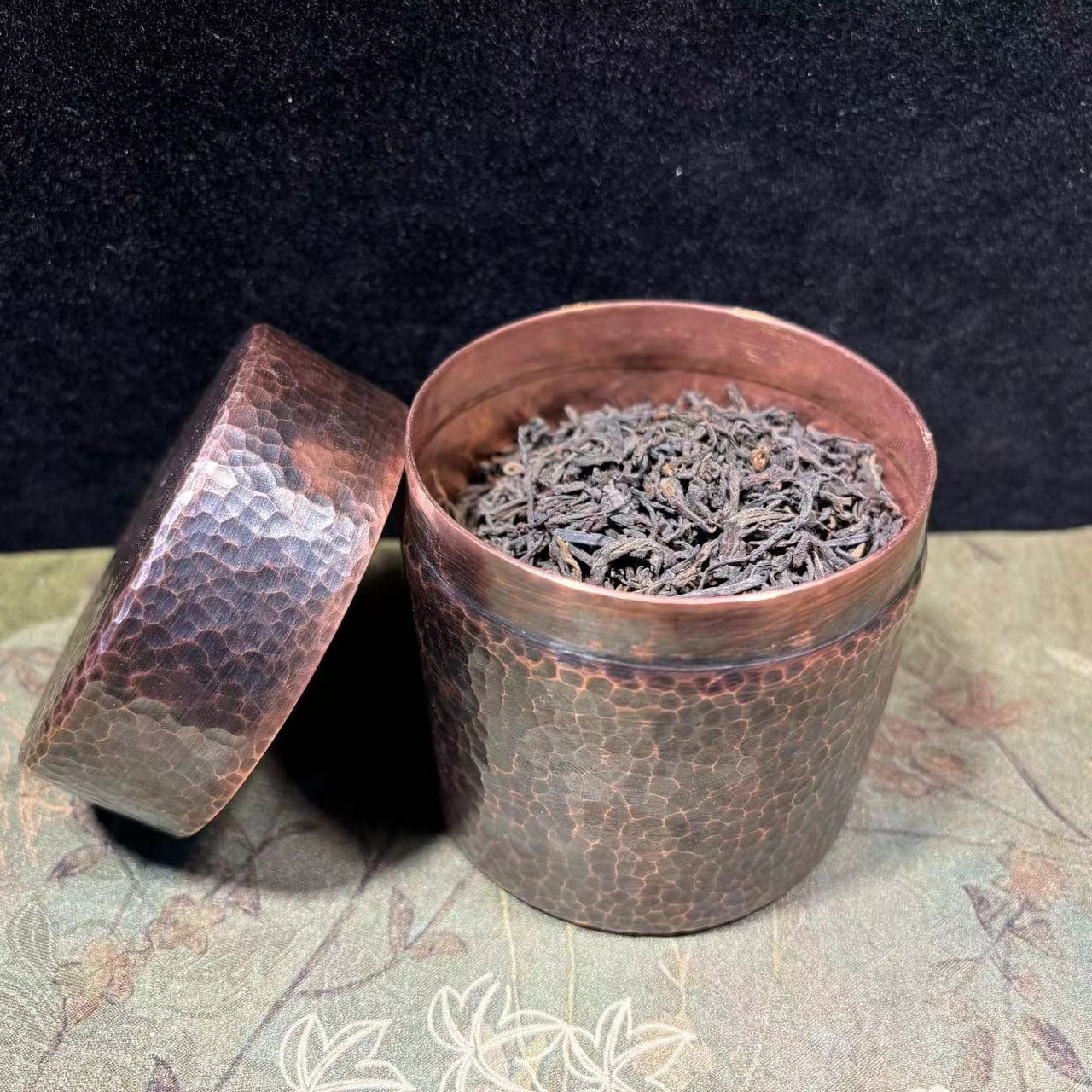茶叶罐 新款锤纹茶叶罐 高8.5厘米 紫铜茶叶罐纯手工复古 保鲜罐