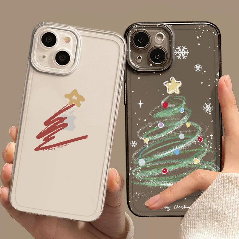 圣诞树苹果15promax手机壳iPhone14新款13硅胶12简约11软壳x女7/8