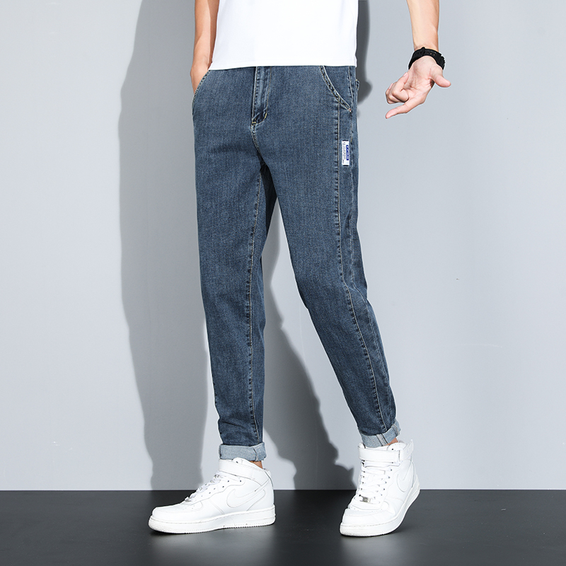 金盾夏季款男士牛仔裤哈伦裤宽松百搭潮款送礼潮牌九分小脚牛仔