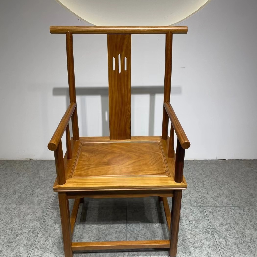 y03柚木中式平川官帽椅纯料 48*60*110*47大板厂满春非洲柚木