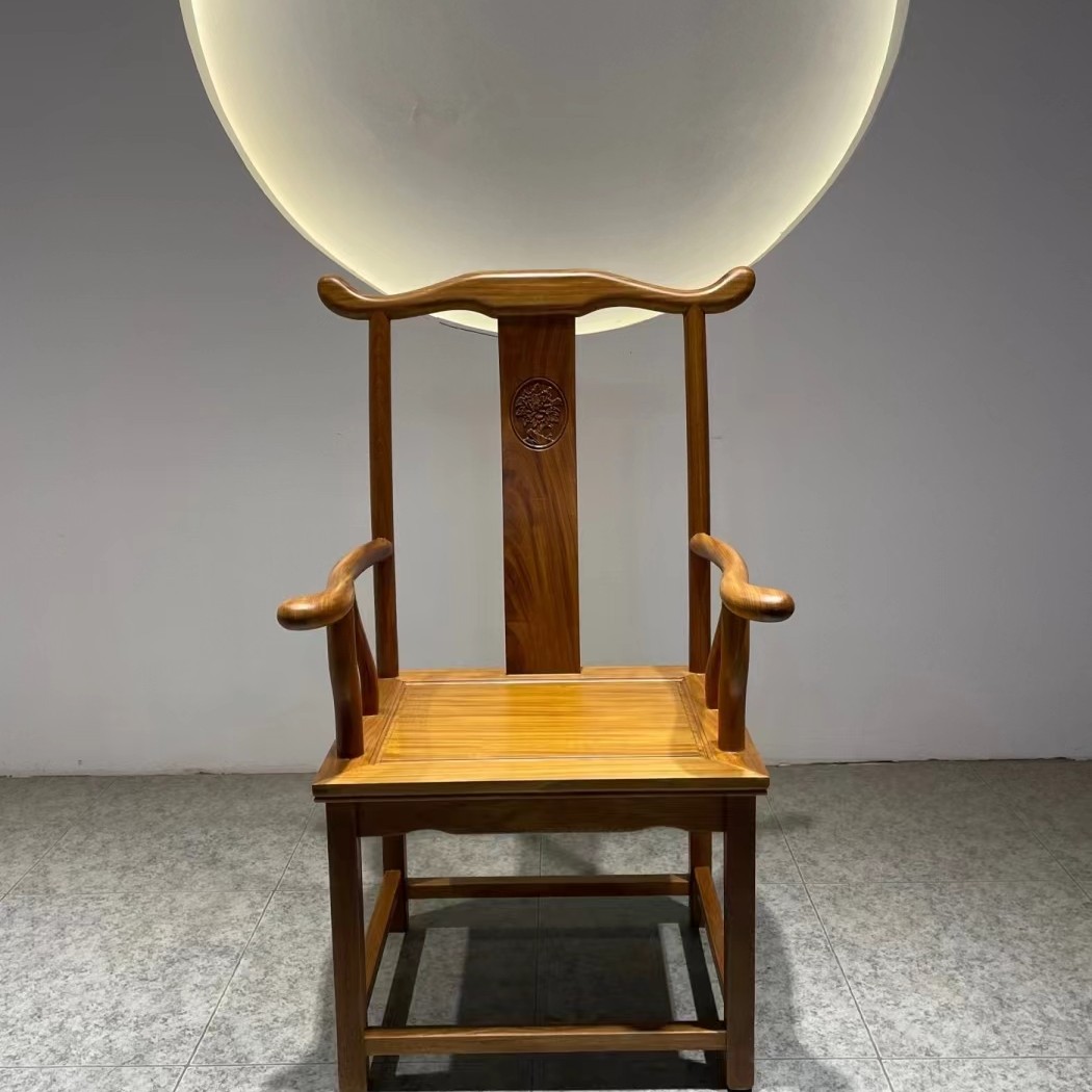 y01实木椅柚木官帽椅禅意纯料48*60*113*47大板厂满春非洲柚木