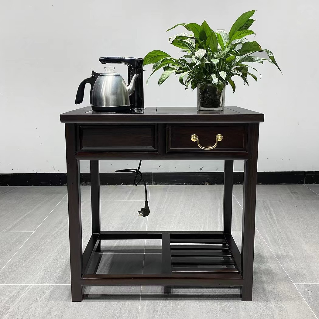 H21黑檀单抽茶水柜 68*51*68大板厂满春黑檀新中式茶水柜家用客厅