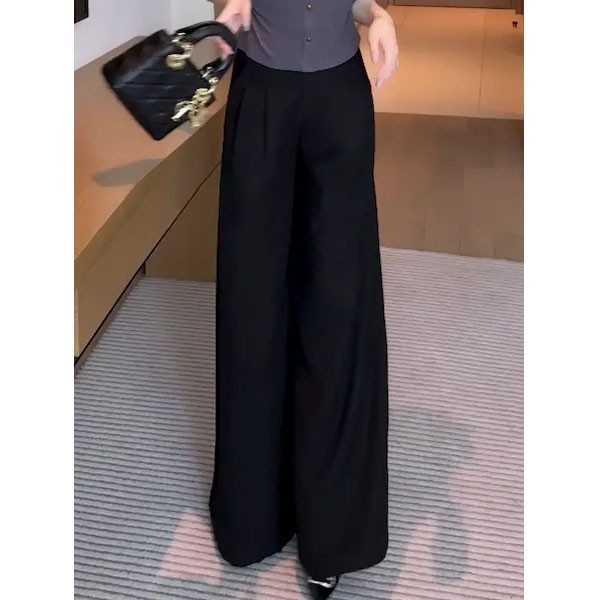 秋冬时尚休闲高腰显瘦气质垂感阔腿裤甩裤设计感