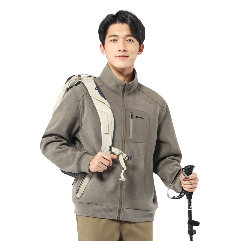 悍途户外秋冬户外休闲男士抓绒保暖拉链衫开衫立领夹克外套37W585