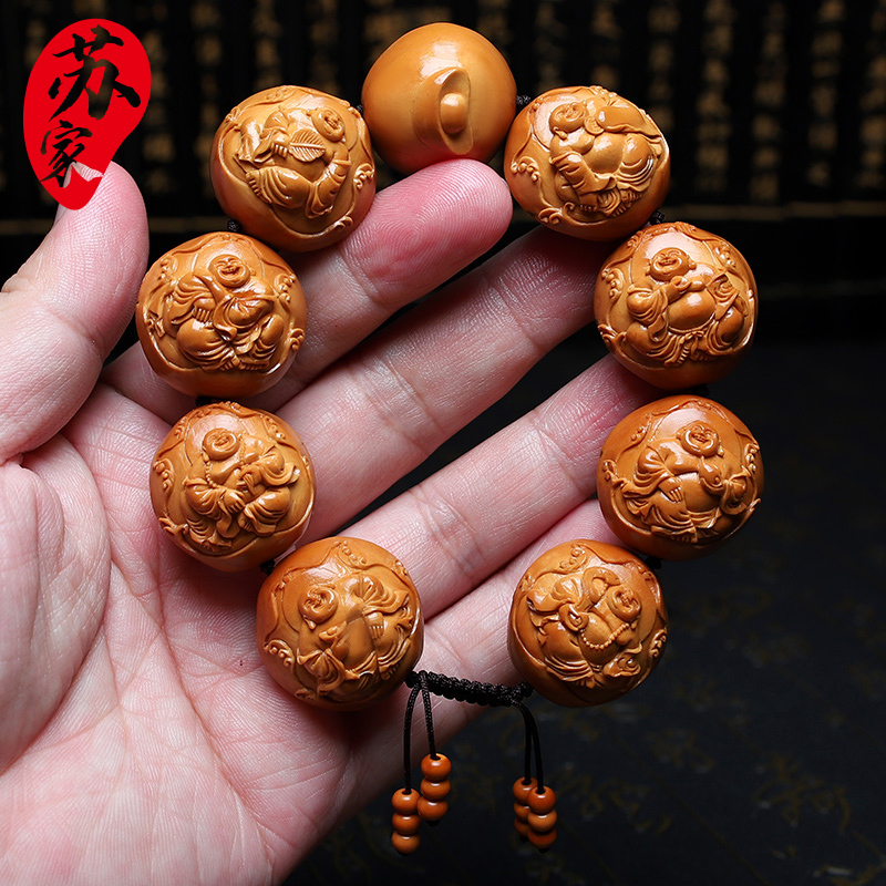 橄榄核手串26大籽风景弥勒精品核雕文玩手把件手工雕刻男女款