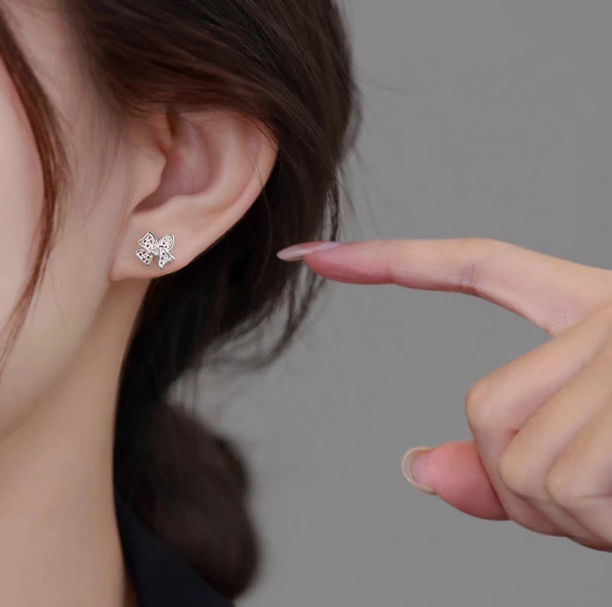 足银耳饰 镂空蝴蝶结耳钉2024新款女耳环小众高级耳饰