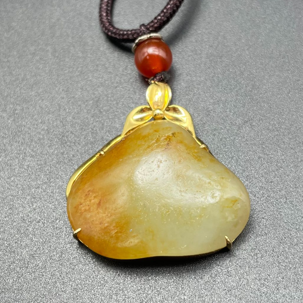 和田玉 镶嵌包金 挂件 气质时尚