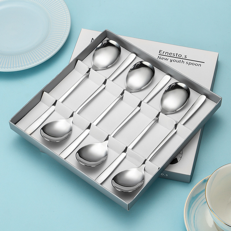 【6支韩式礼盒】不锈钢韩式勺礼盒家用成人吃饭勺子套装创意