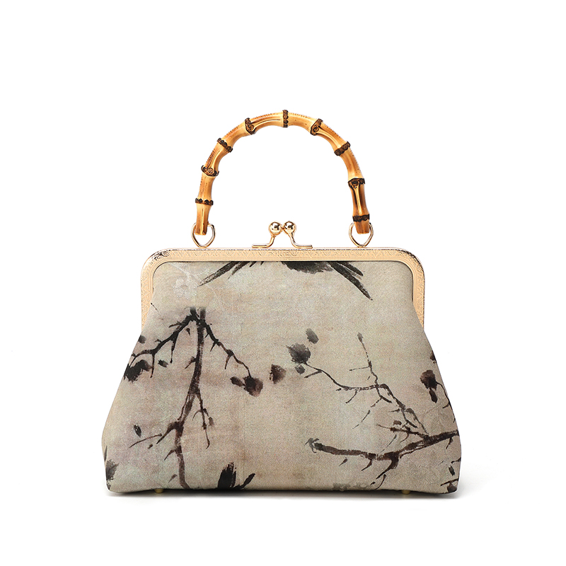 新中式真竹节旗袍汉服唐装手工包手提斜挎单肩包口金包高质量古风