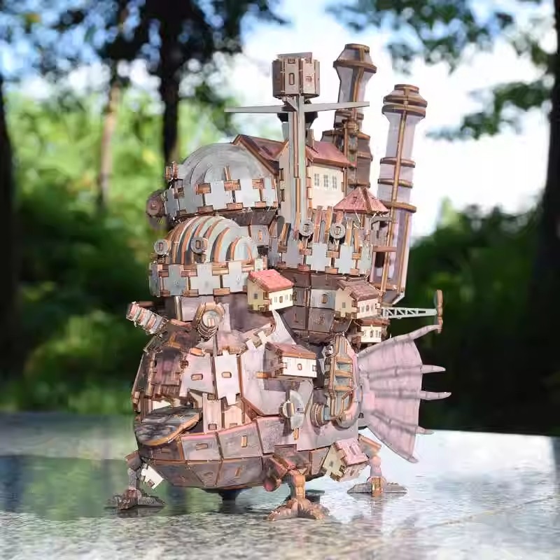 木质宫崎骏哈尔的移动城堡拼装模型积木制玩具动漫摆件3d立体拼图