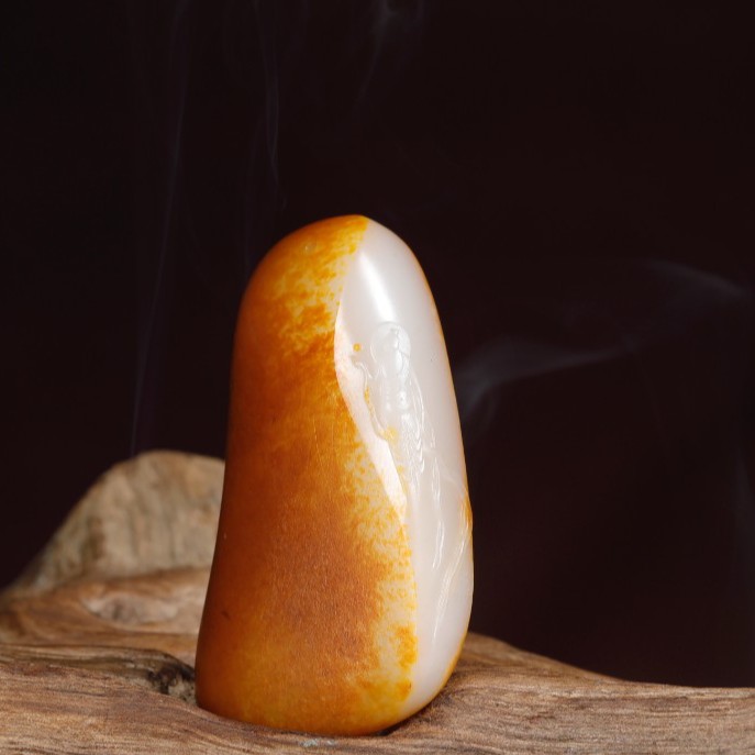 【藏玉臻品】新疆和田籽料独籽-敦煌重彩