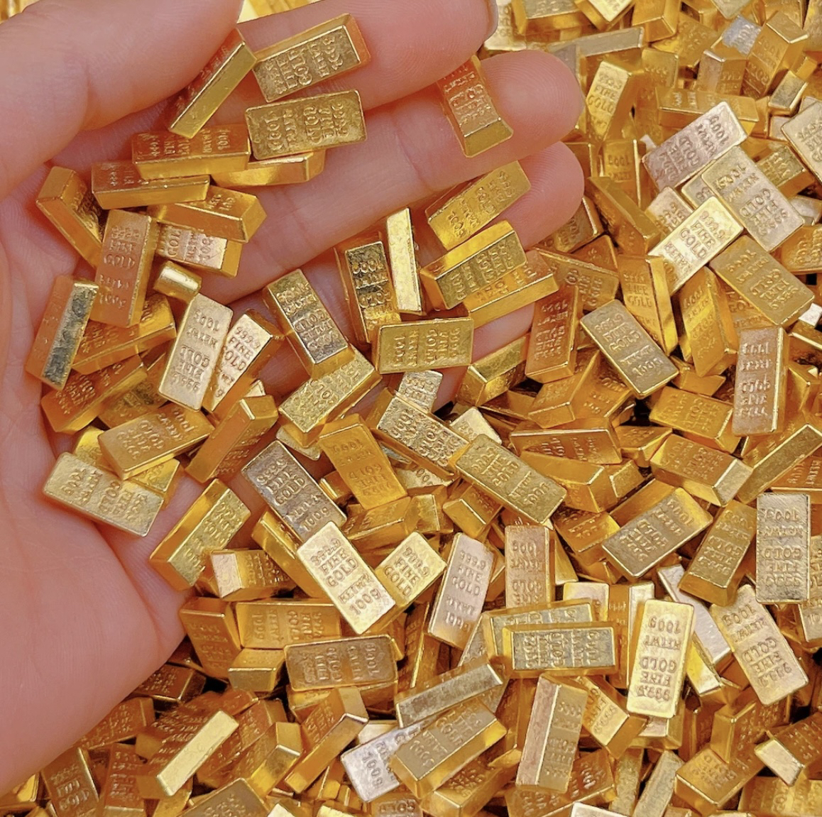 实心仿金小金条摆件聚宝盆百福缸填充物礼品工艺品 