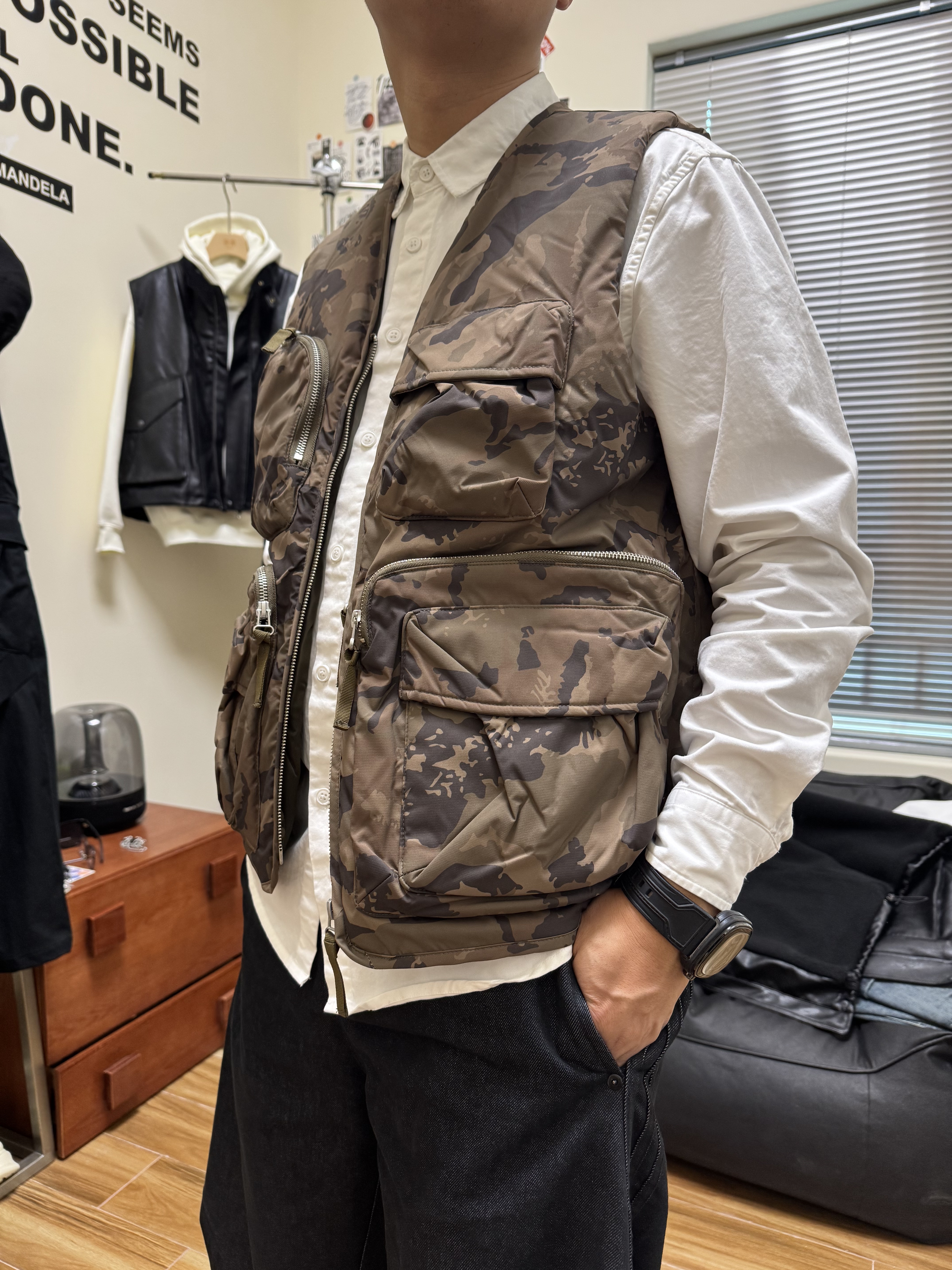 2024山系复古迷彩工装棉马甲宽松户外露营多口袋马甲潮