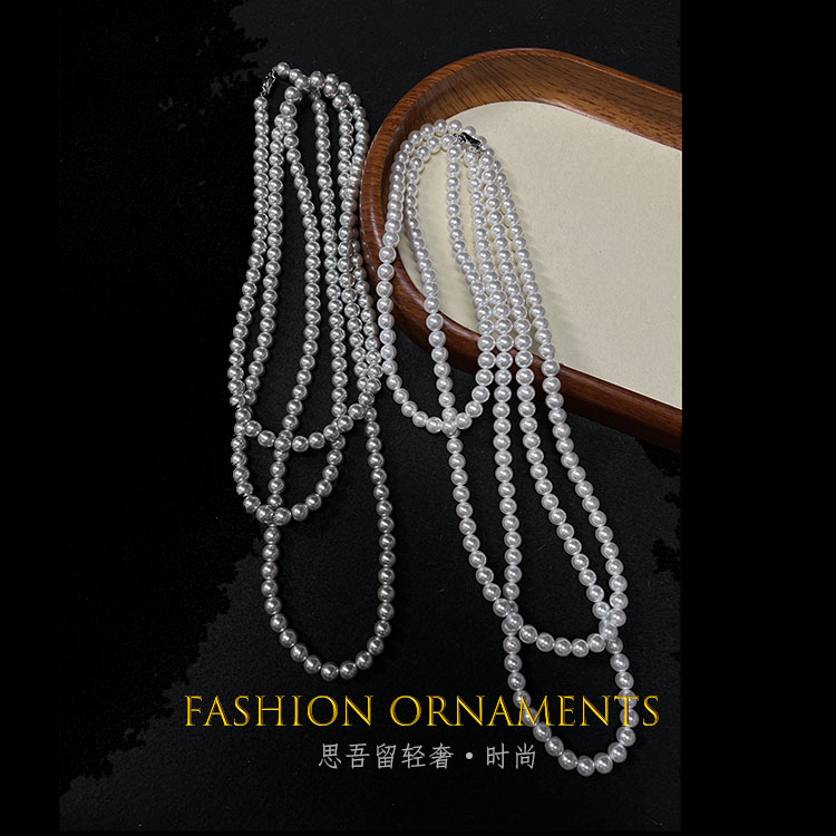 铜合金仿珍珠项链 1053 长款珠珠 毛衣链 160cm时尚法式风情项链